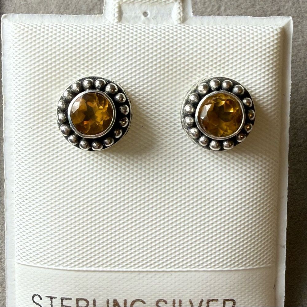 925 Sterling silver citrine stud earrings